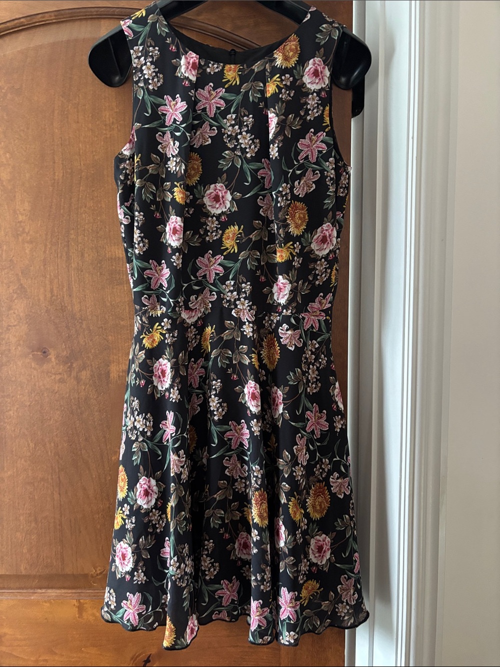 Tristan Black Floral Mini Dress with Pink & Yellow Blooms